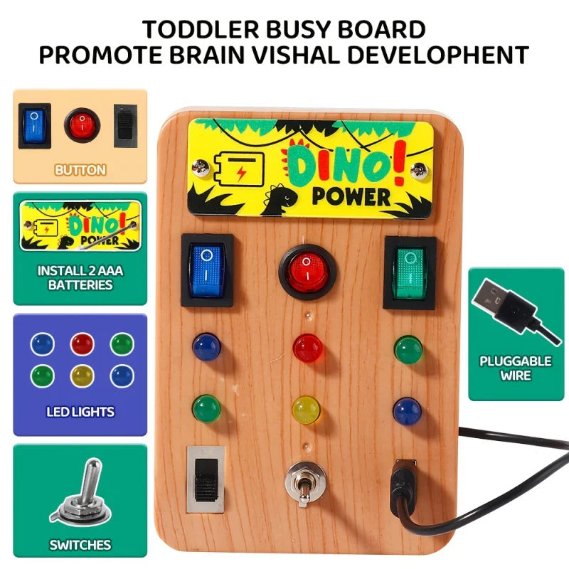 Montessori LED Light Switch Power Button Busy Board Set