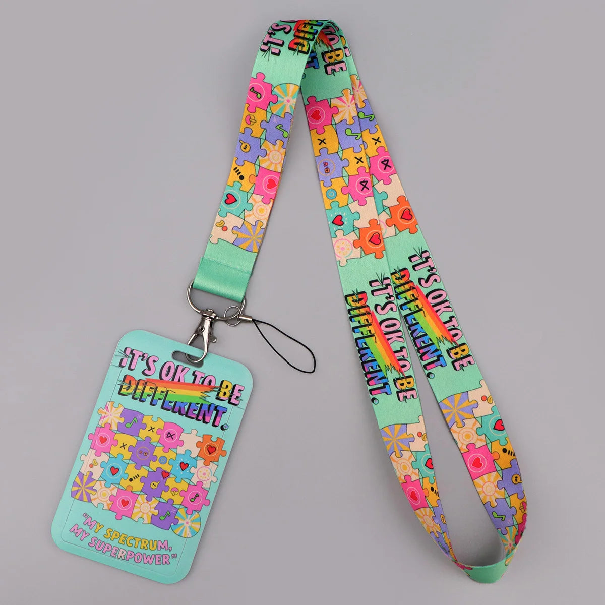 Autism Awareness Puzzle Credential Holder Lanyard