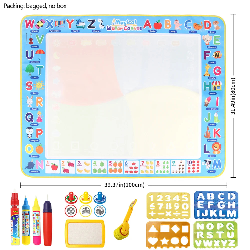 Wonder Draw Magic Water Drawing Mat Reusable Pen Doodle Set