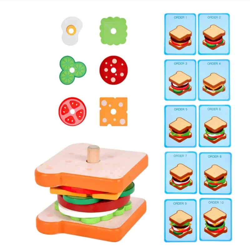 Stack & Serve Wooden Fast Food Pretend Play Set