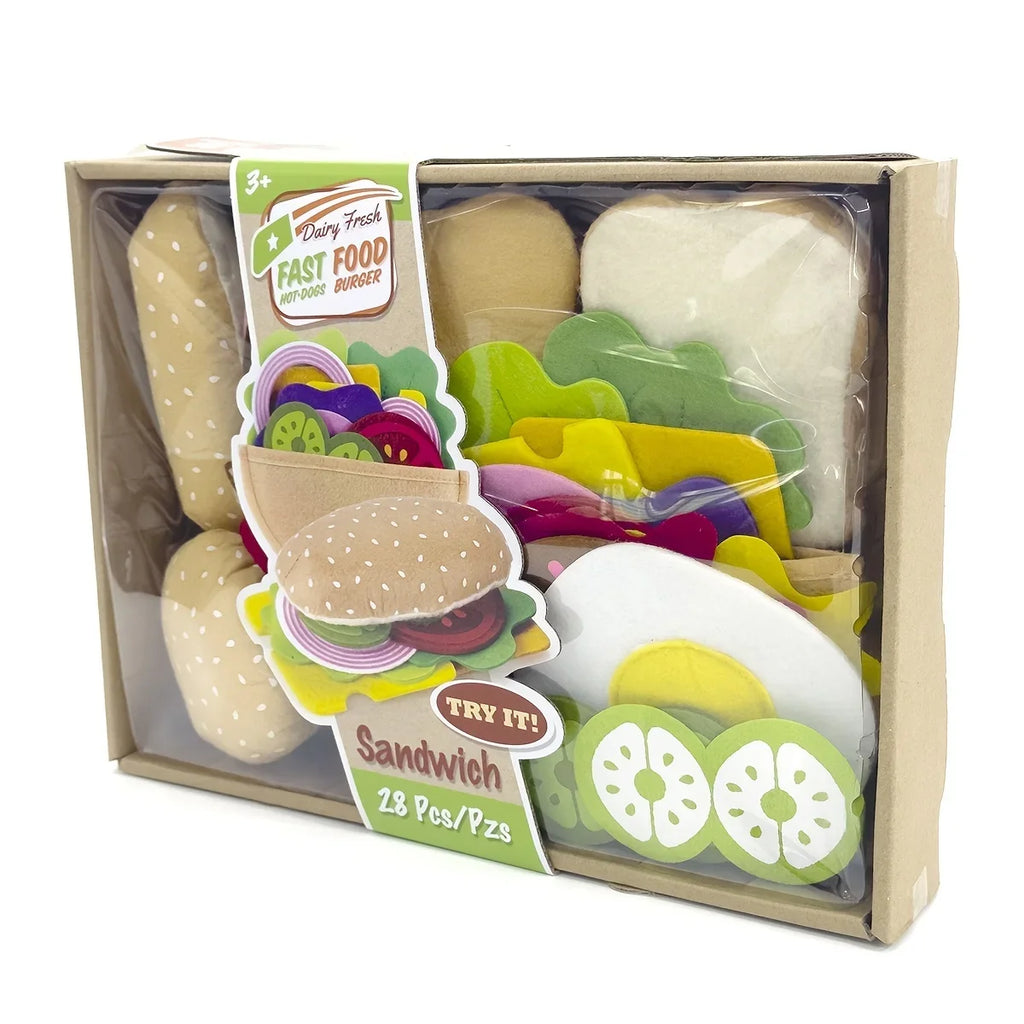 Wonder Bites 28pc Felt Food Burger & Sandwich Play Set