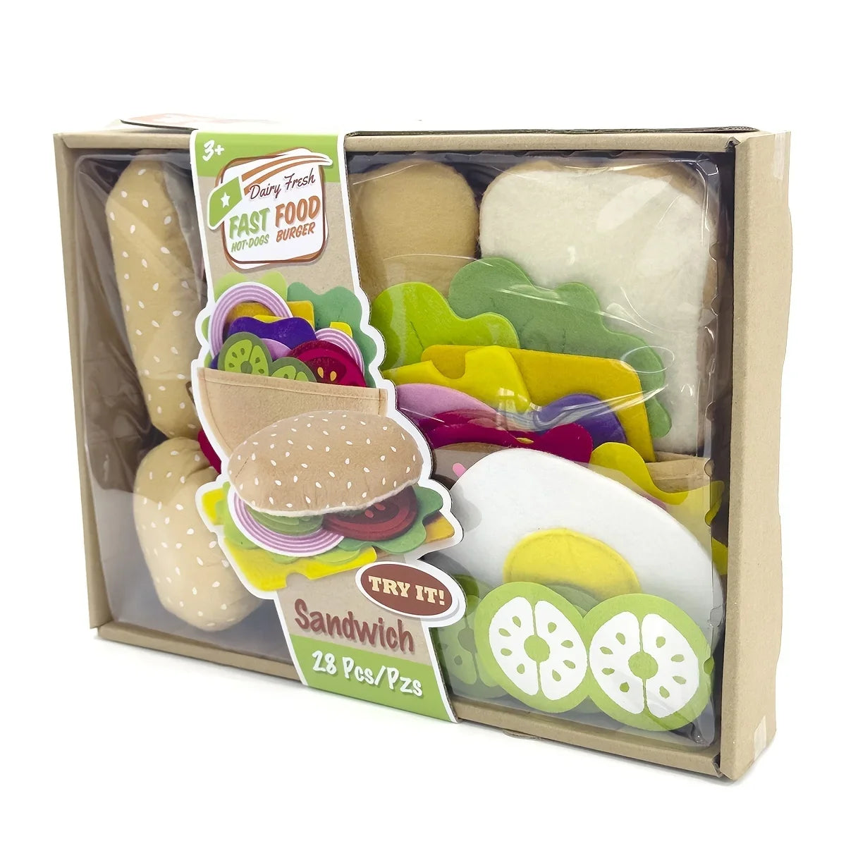 Wonder Bites 28pc Felt Food Burger & Sandwich Play Set