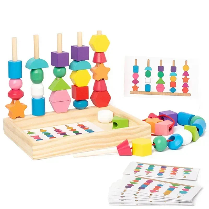 Wooden Color & Shape Matching Bead Puzzle