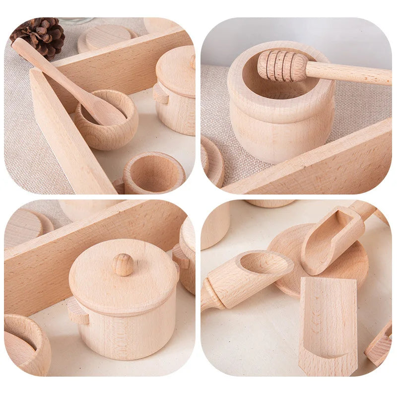 Scoop & Pour Montessori Wooden Sensory Bin Play Set
