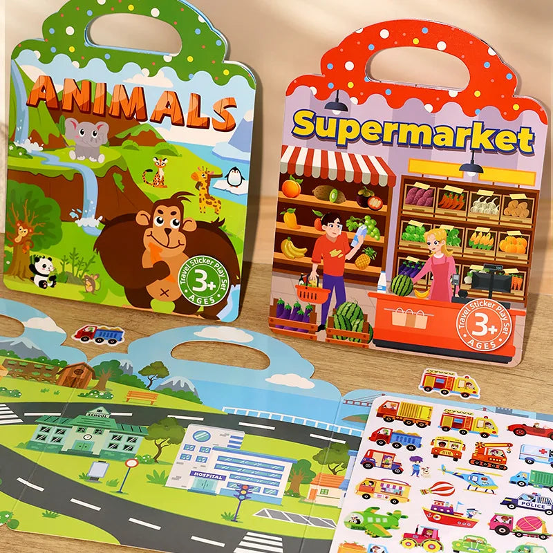 Portable DIY Multi Theme Sticker Play Book