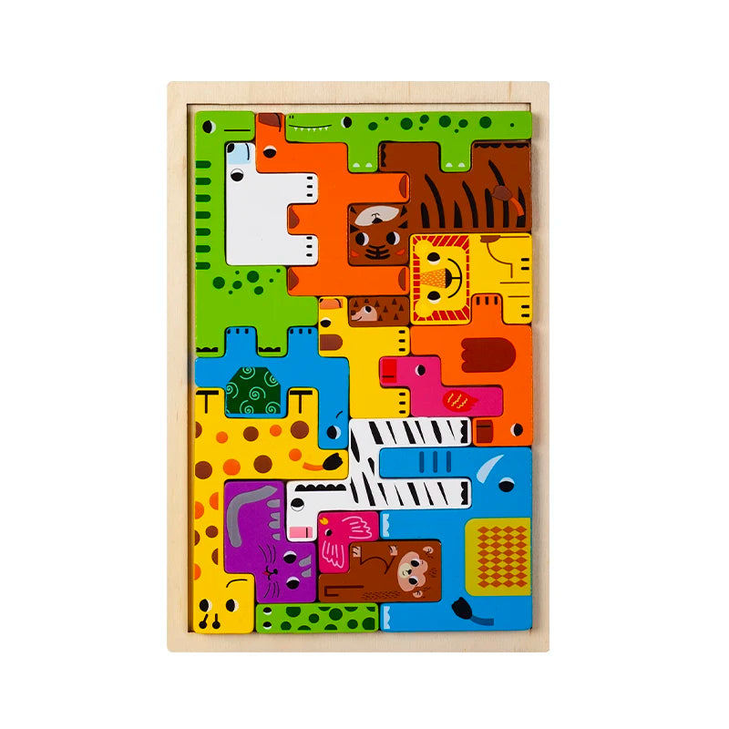 Little Explorers Montessori Wooden Block Puzzle