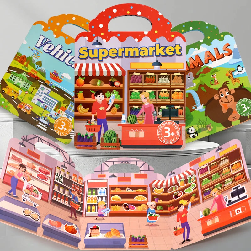 Portable DIY Multi Theme Sticker Play Book