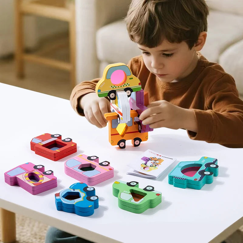 Wooden Animal Acrylic Shape Match Balance Stack Puzzle Set