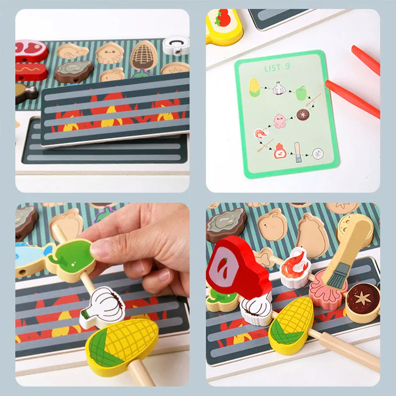 Sizzle & Serve Wooden Simulation BBQ Pretend Play Set