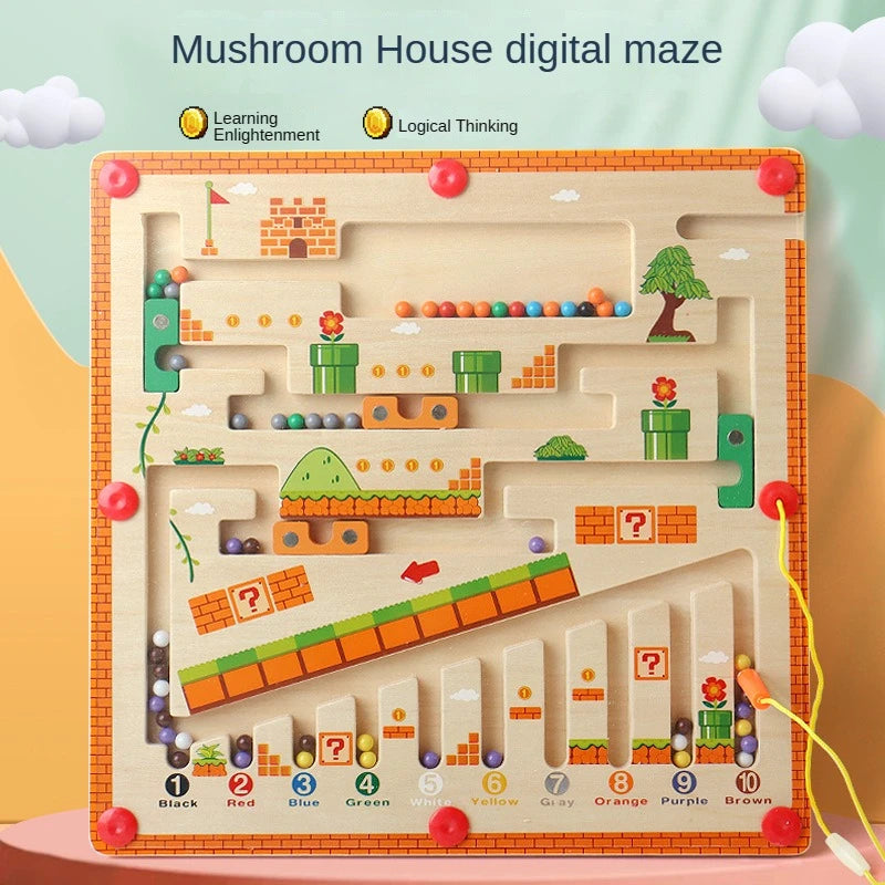 Little Navigators Wooden Magnetic Color Number Maze Activity Board