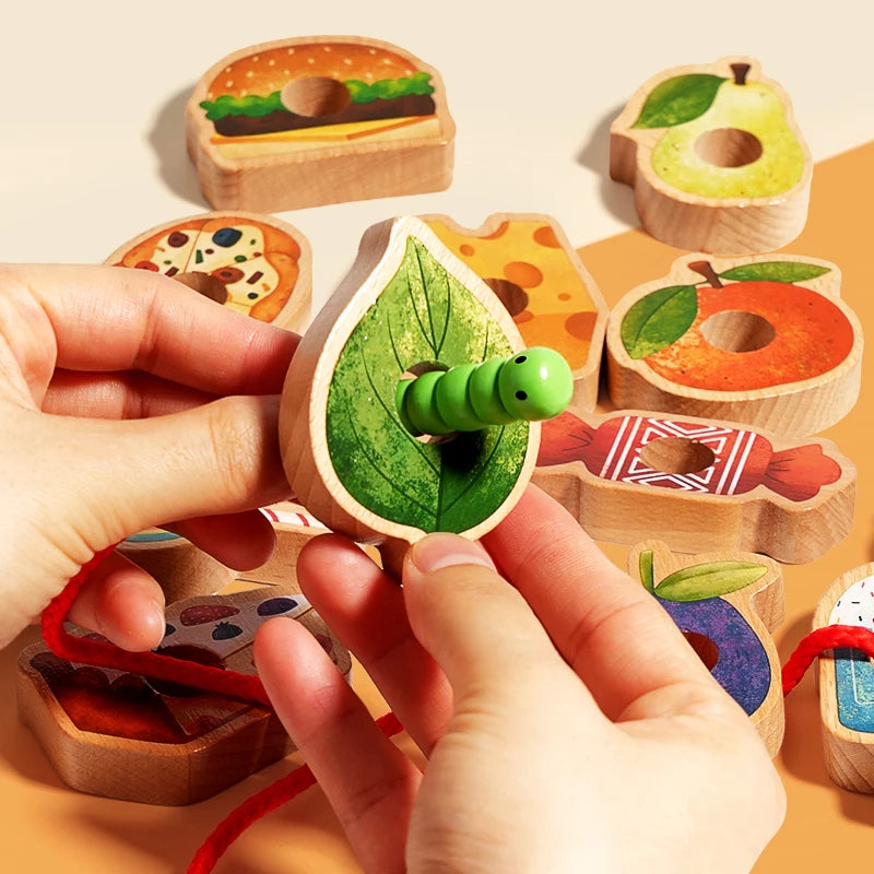 Thread & Feed Hungry Caterpillar Wooden Food Lacing Set