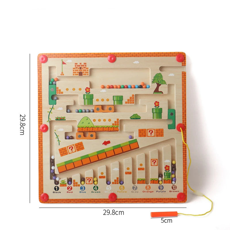 Little Navigators Wooden Magnetic Color Number Maze Activity Board