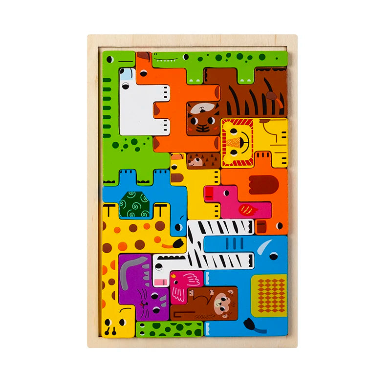 Little Explorers Montessori Wooden Block Puzzle