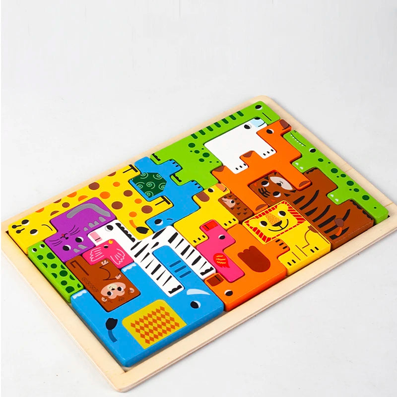 Little Explorers Montessori Wooden Block Puzzle