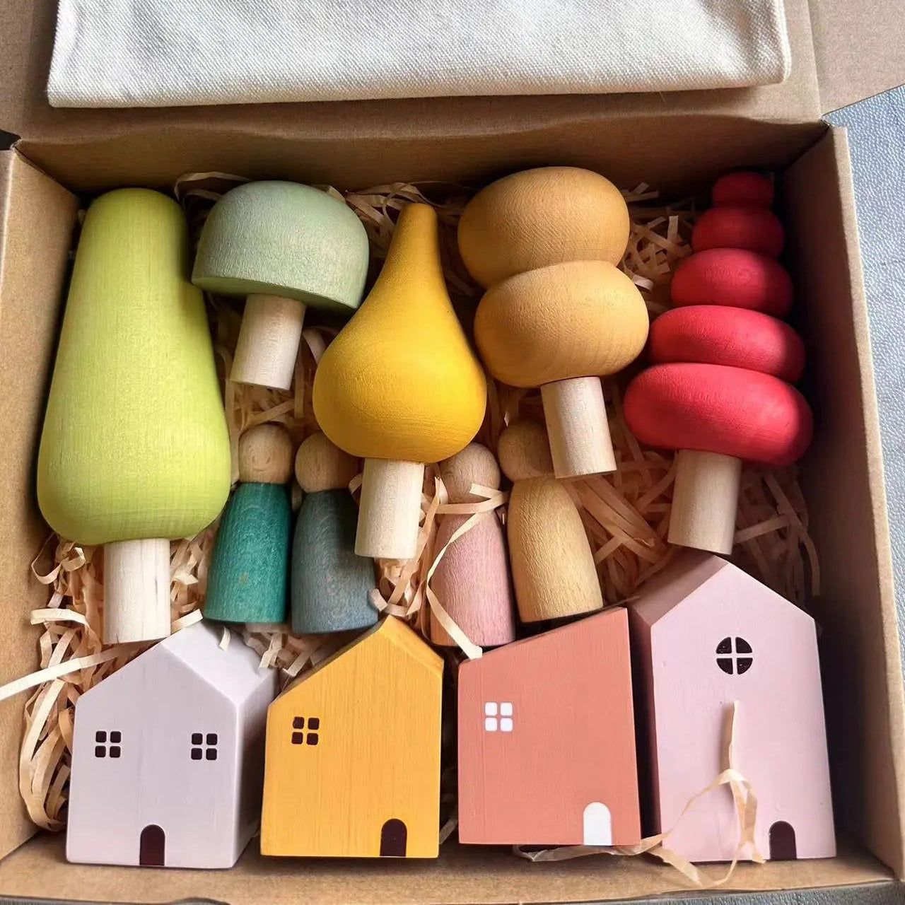 Nordic Wooden Village Figurine Set