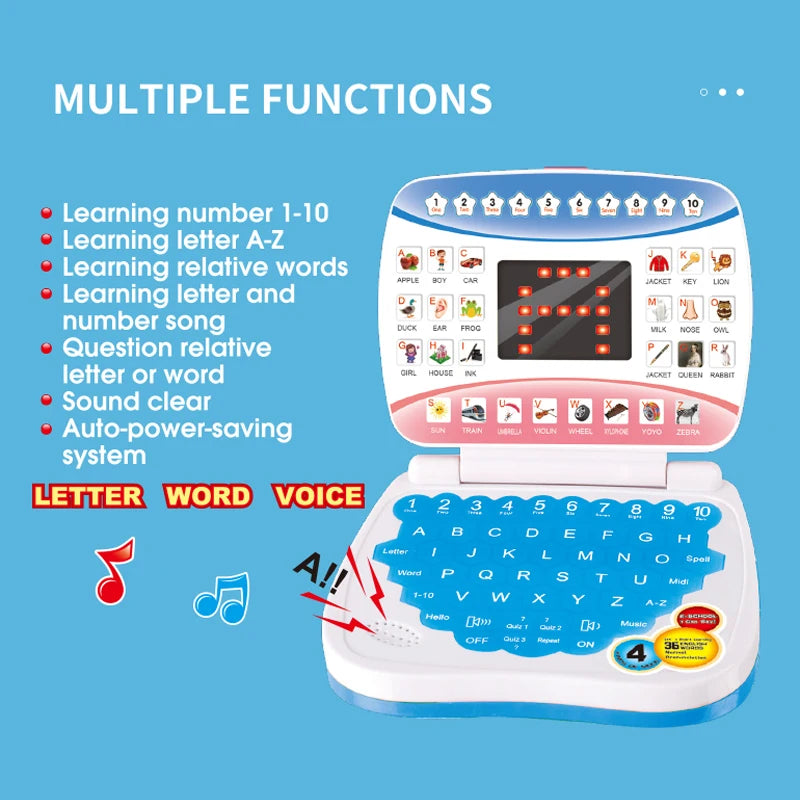 Type & Learn English Learning Machine Laptop Computer Toy Set