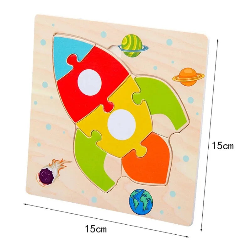 Wooden 3D Tangram Shape Animal Intelligence Puzzle Set