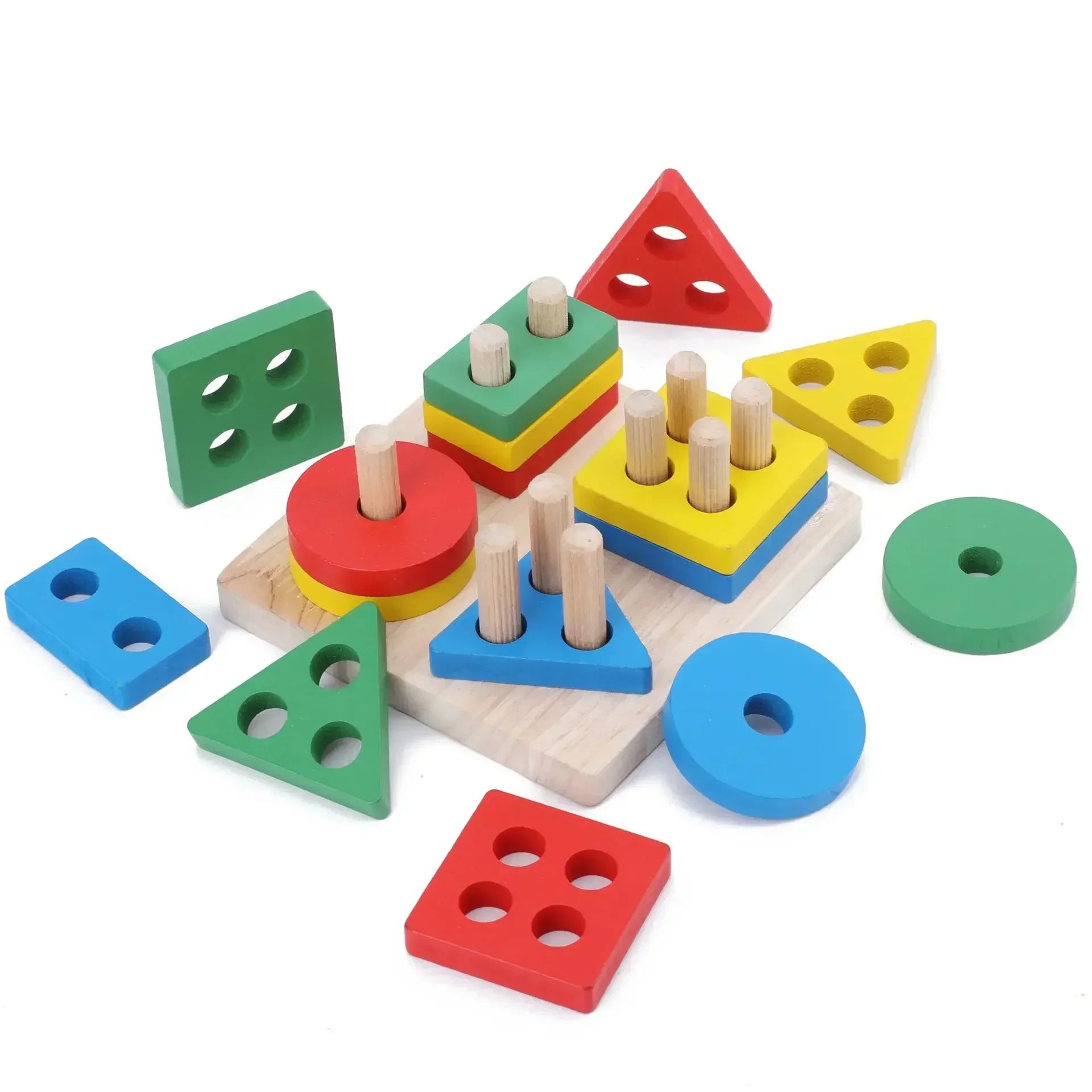 Wooden Color & Shape Matching Bead Puzzle