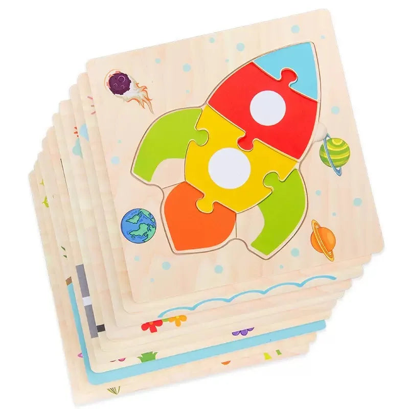 Wooden 3D Tangram Shape Animal Intelligence Puzzle Set