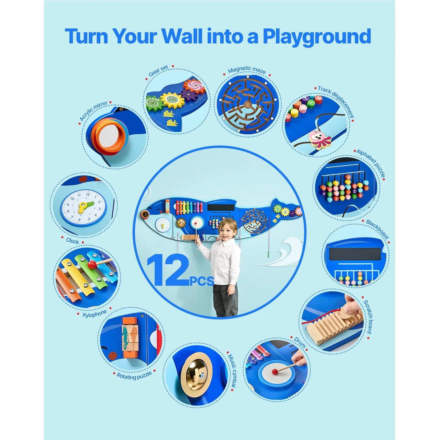 Touch & Explore Orca 12 Activity Wall Hanging Busy Board
