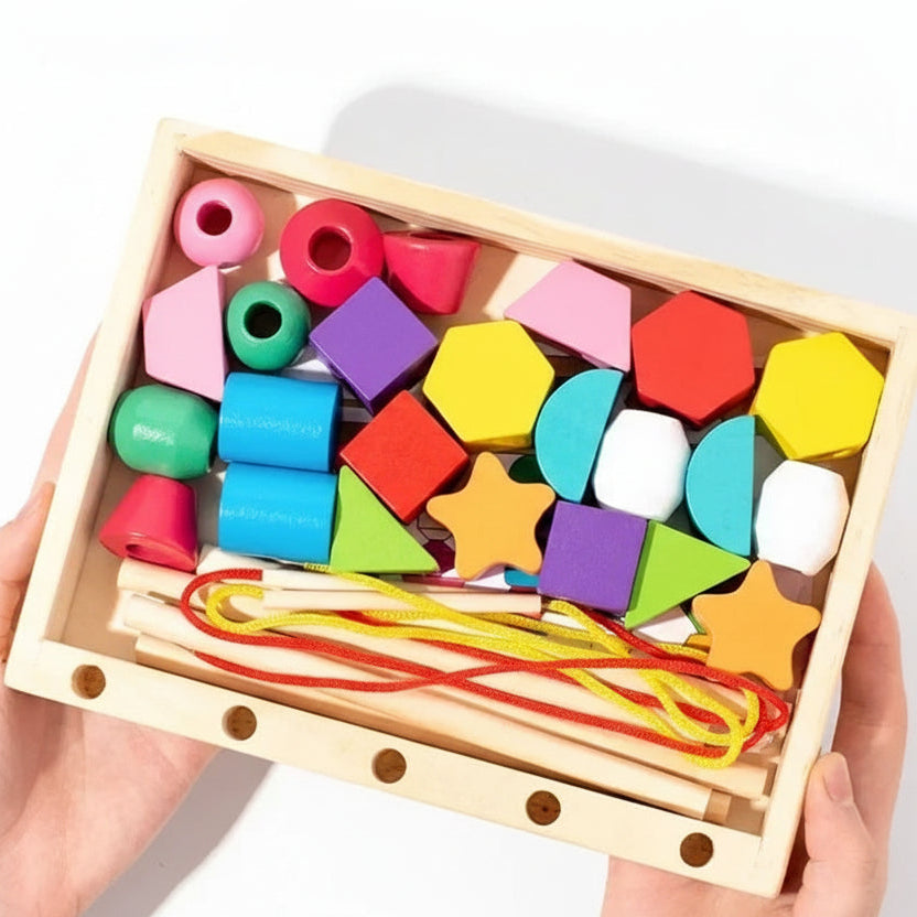 Wooden Color & Shape Matching Bead Puzzle