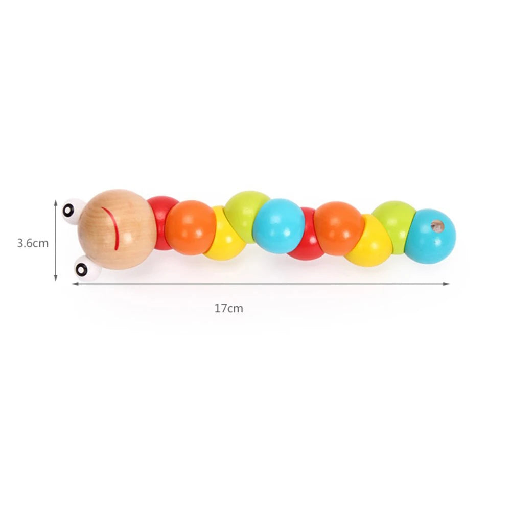 Wiggle & Learn Montessori Wooden Caterpillar Puppet Toy Set