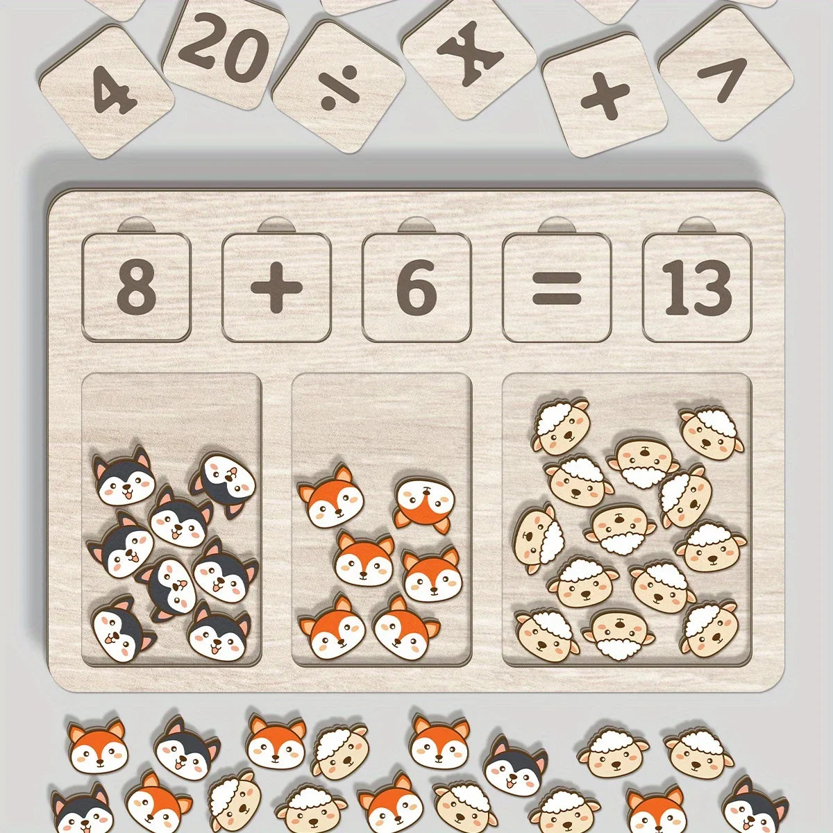 Wonder Count Wooden Number Blocks & Animals Math Board