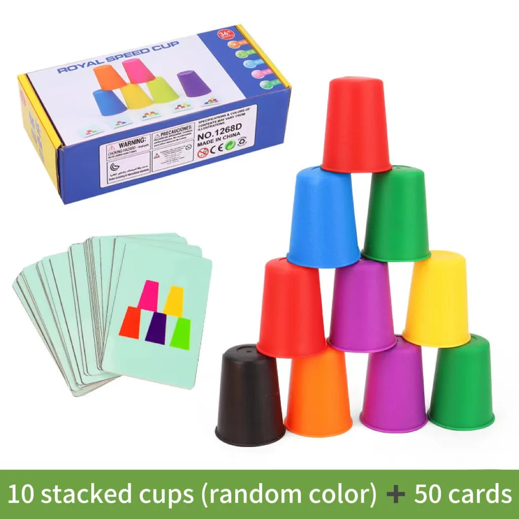 Stack & Think Mini Cup Color Logic Cognition Card Game Set