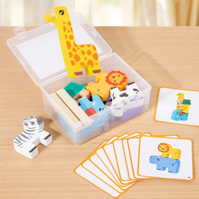 Little Balancers Wooden Animal Shape Match Balance Stack Puzzle
