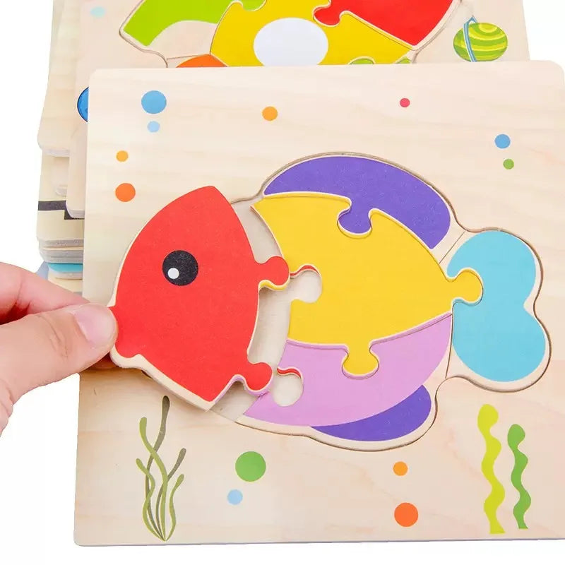 Wooden 3D Tangram Shape Animal Intelligence Puzzle Set