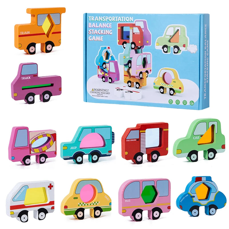 Wooden Animal Acrylic Shape Match Balance Stack Puzzle Set