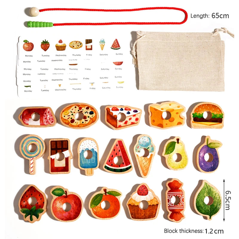 Thread & Feed Hungry Caterpillar Wooden Food Lacing Set