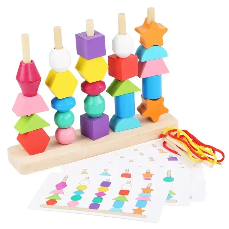 Wooden Color & Shape Matching Bead Puzzle