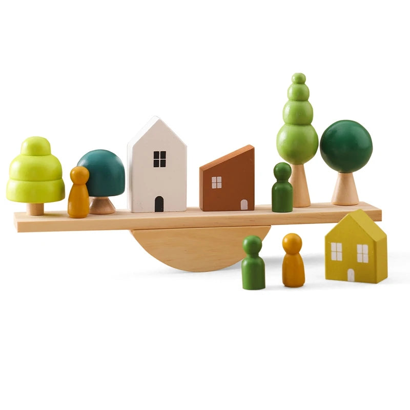 Stack & Explore Montessori Wooden Forest House Block Stacking Set