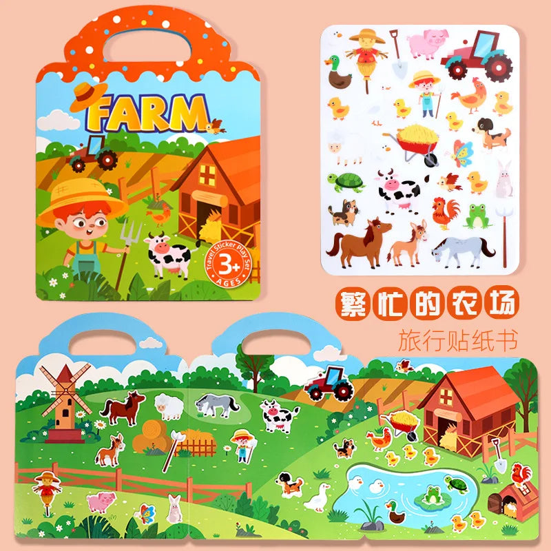 Portable DIY Multi Theme Sticker Play Book