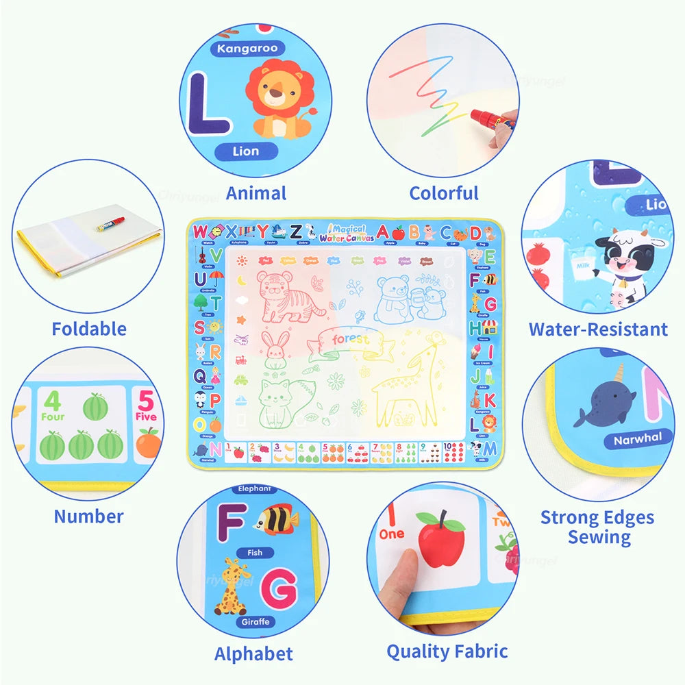 Wonder Draw Magic Water Drawing Mat Reusable Pen Doodle Set