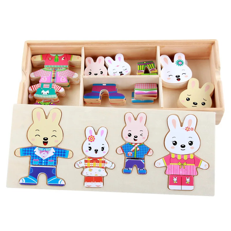 Wooden Little Bear Dressing Puzzle