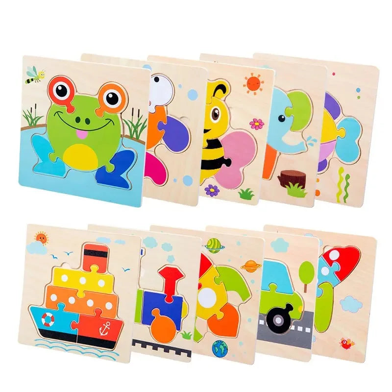 Wooden 3D Tangram Shape Animal Intelligence Puzzle Set