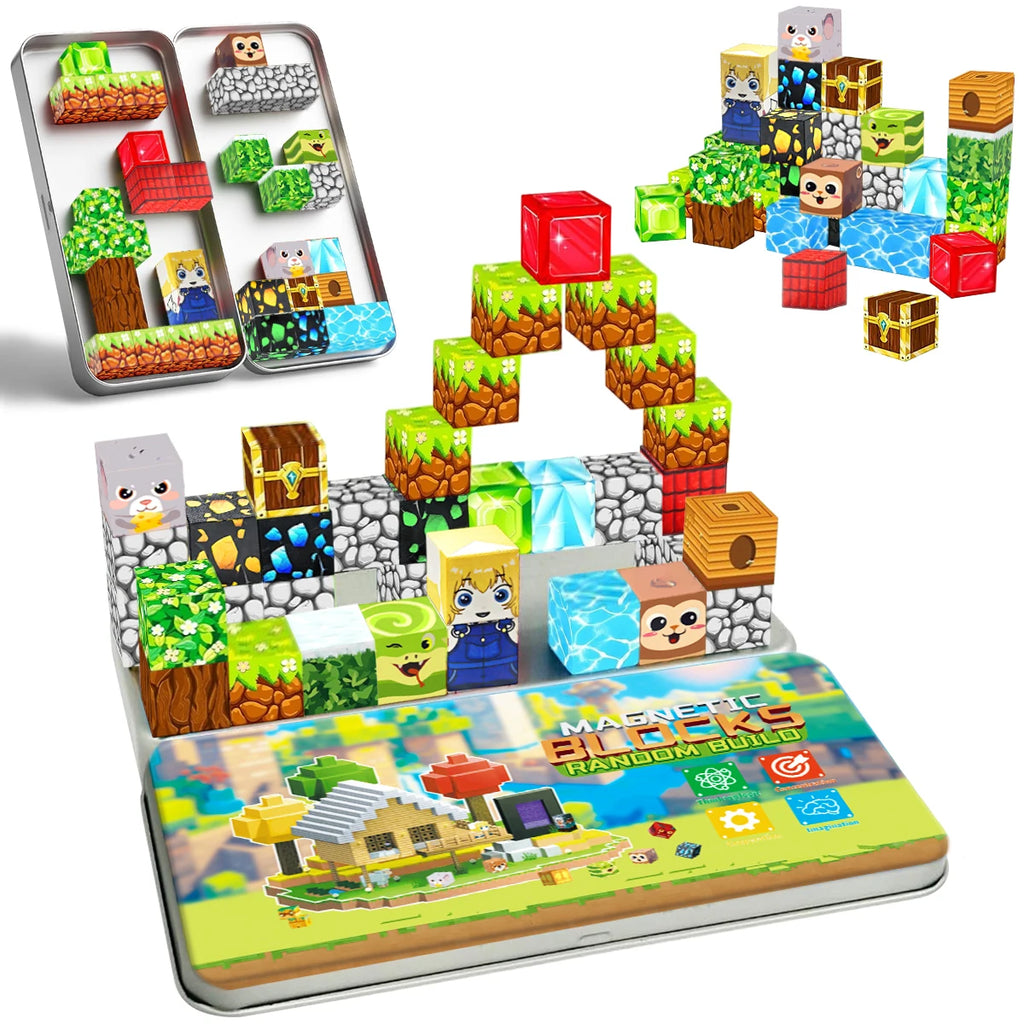 Magnetic building blocks travel set