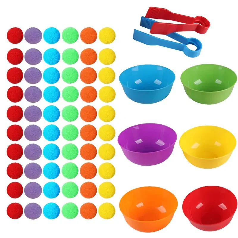 Rainbow Pom Pom Sorting Set
