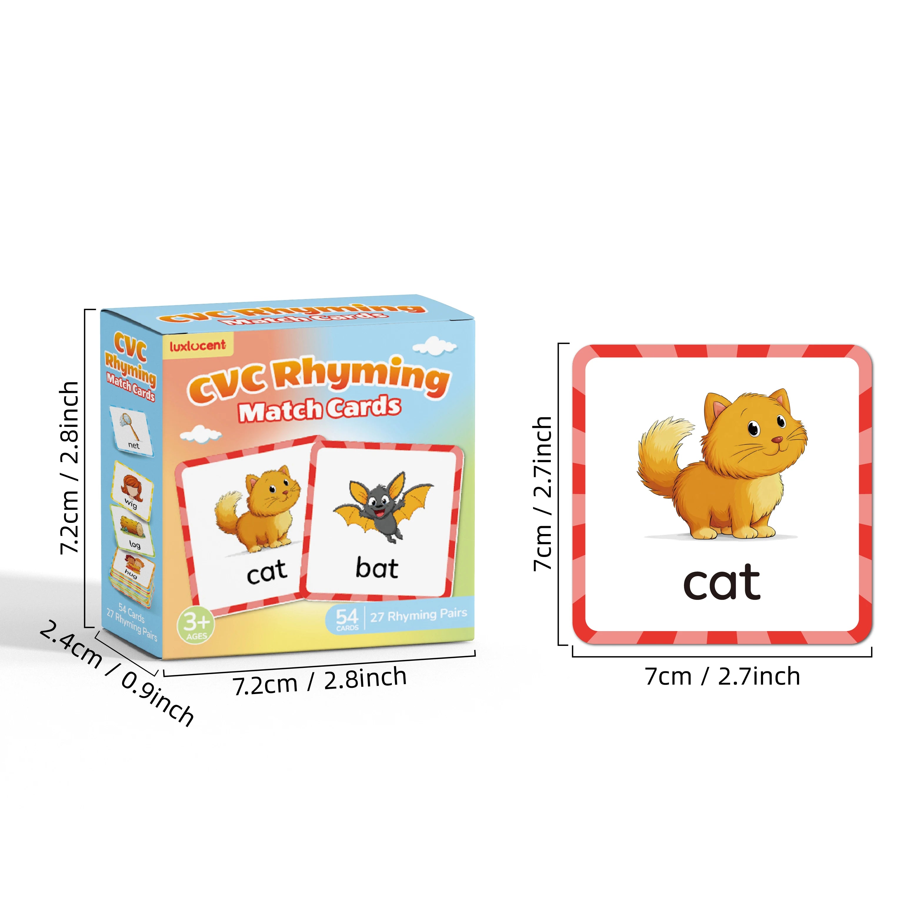 Rhyme & Match 54pc CVC Phonics Flash Card Match Set
