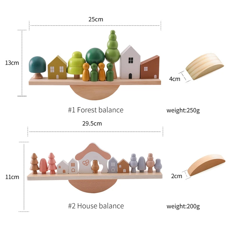 Stack & Explore Montessori Wooden Forest House Block Stacking Set
