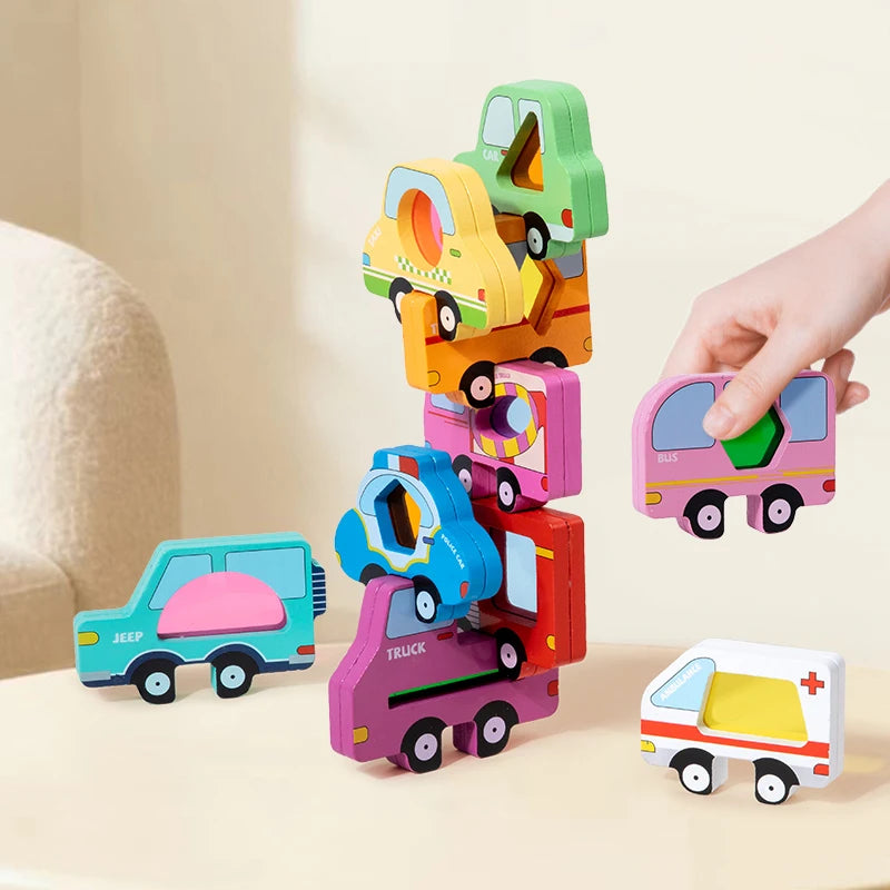 Wooden Animal Acrylic Shape Match Balance Stack Puzzle Set