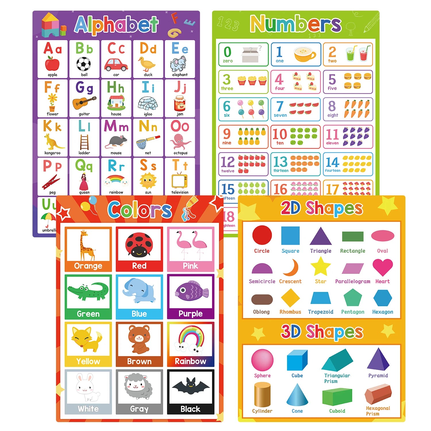 English Word Learning Poster Chart Classroom Teaching Set