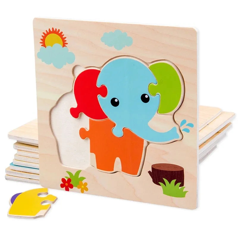 Wooden 3D Tangram Shape Animal Intelligence Puzzle Set