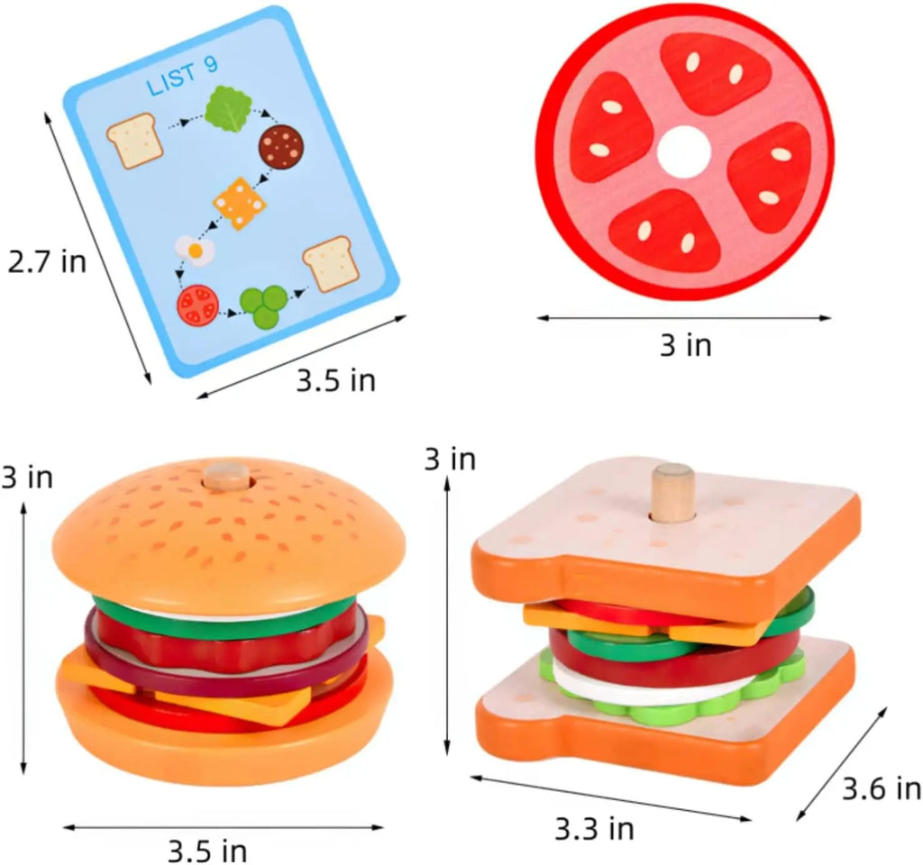 Stack & Serve Wooden Fast Food Pretend Play Set