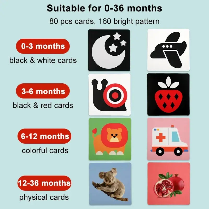 Montessori High Contrast Flash Cards | Visual Stimulation Cards for Newborns & Babies