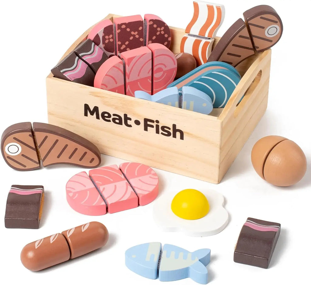 Wooden Pretend Play Kitchen Cutting Food Set