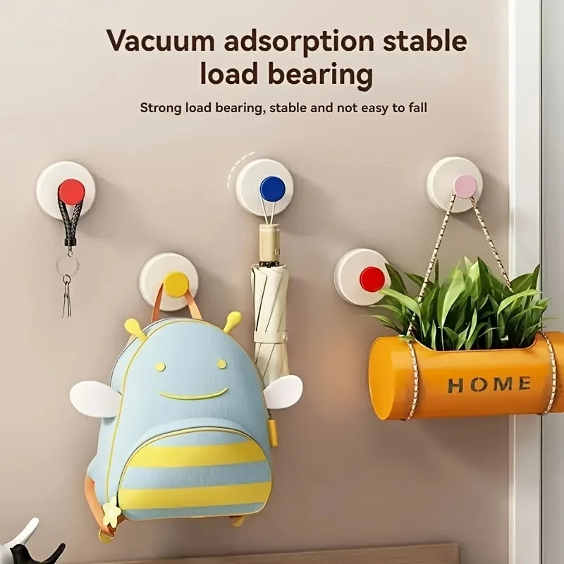Colorful Suction Cup Hooks, 7-Piece Punch-Free Set