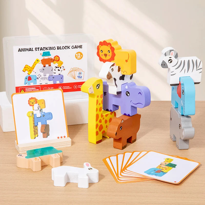 Little Balancers Wooden Animal Shape Match Balance Stack Puzzle
